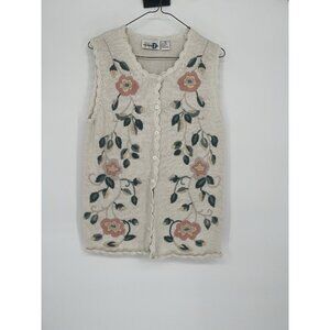 Vtg Paul Harris Design Knit Women’s Sweater Vest Floral Size S